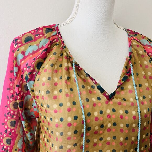 Live Happy by Natural Life Colorful Boho Hippie Festival Lightweight Blouse -Med - Picture 2 of 8